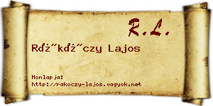 Rákóczy Lajos névjegykártya